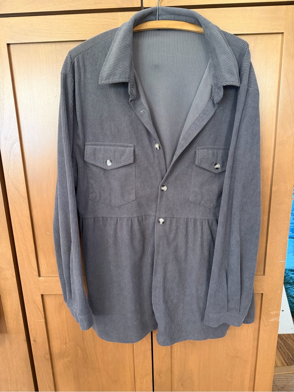 SHEIN Charcoal Gray Corduroy Shirt Jacket